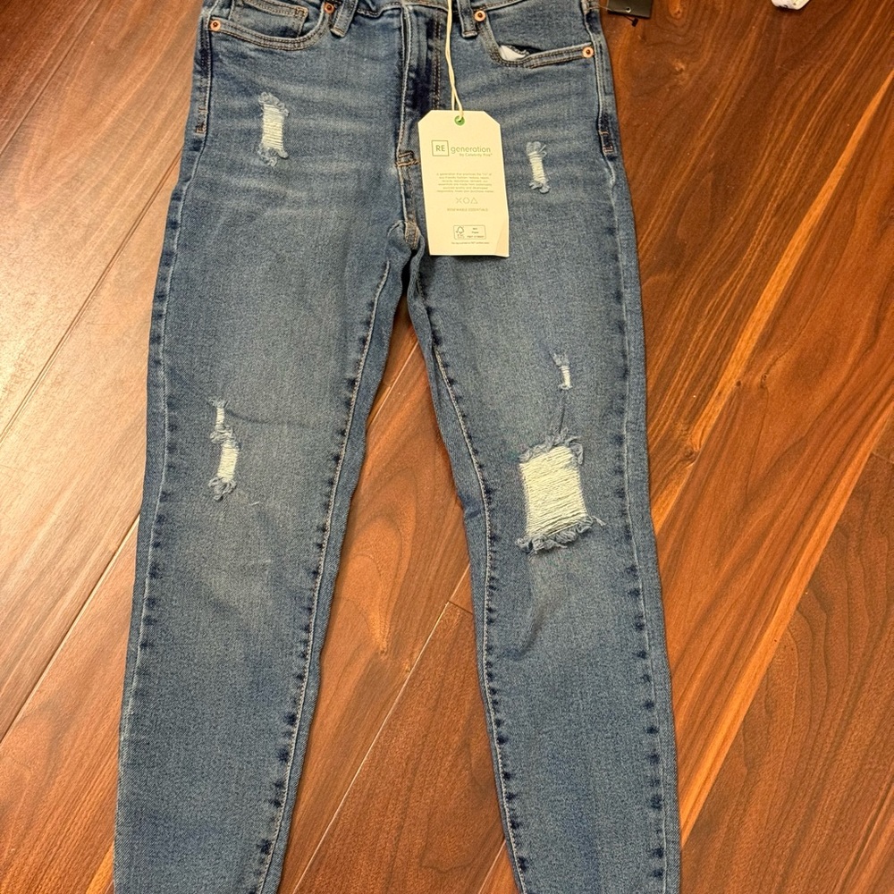 NWT Celebrity Pink REGeneration Distressed Blue Skinny Jeans juniors size 5